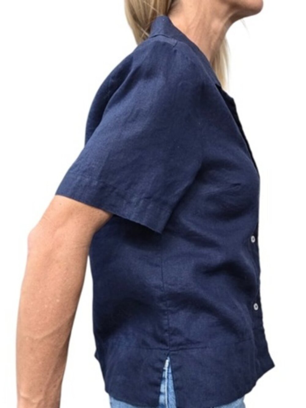 Quince 100% Linen Navy Camp Shirt Button Front Top S - Picture 4 of 9